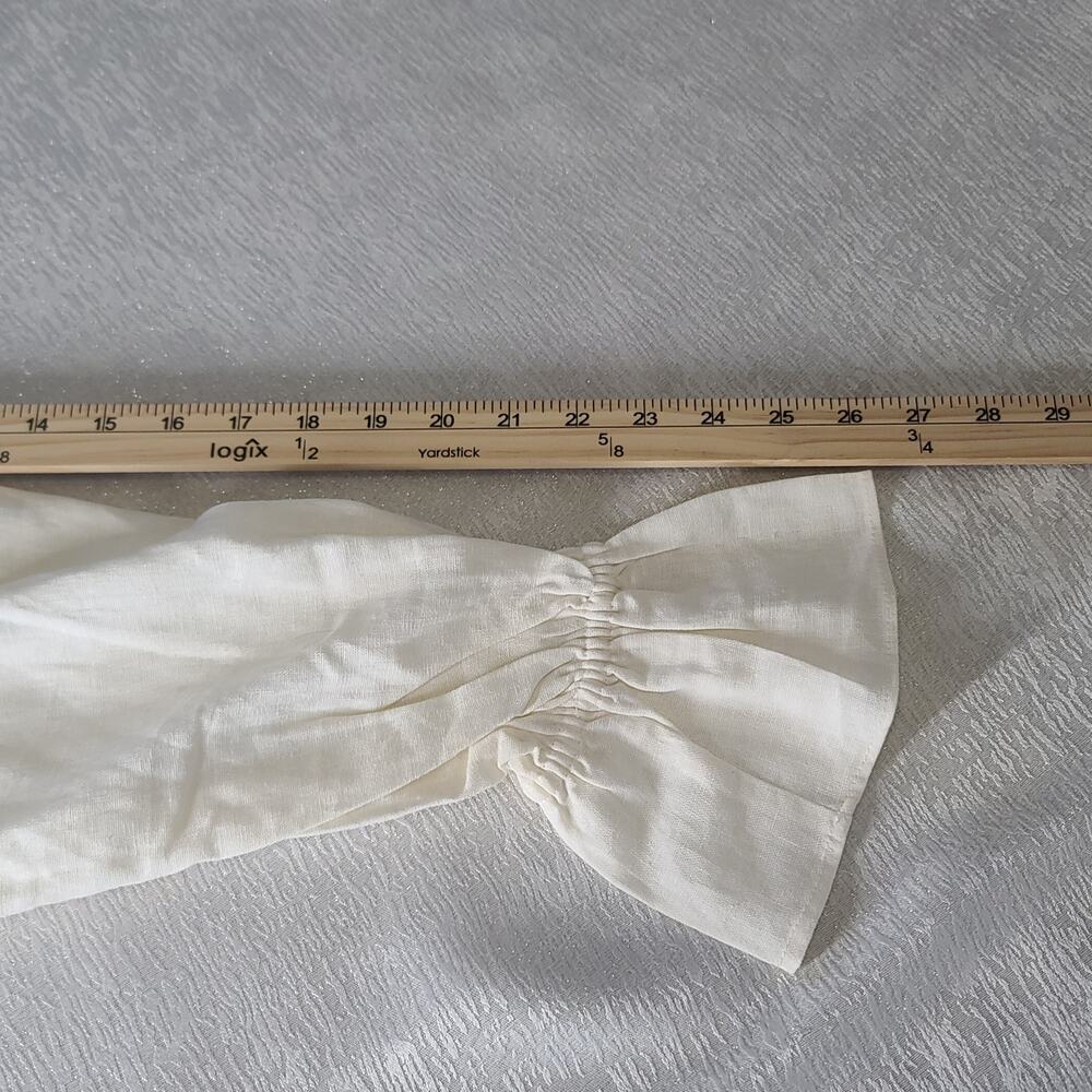 Weworewhat Linen crop resort wear puffy sleeve milkmaid tie front top Sze Small - Picture 5 of 6